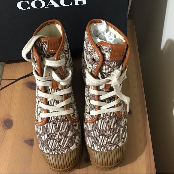 💋Coach X Tom Wesselmann Trooper Mid Top Boot In Signature Jacquard - Picture 11 of 12